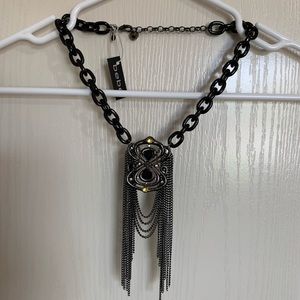 Bebe fringe chain statement necklace 21 inches